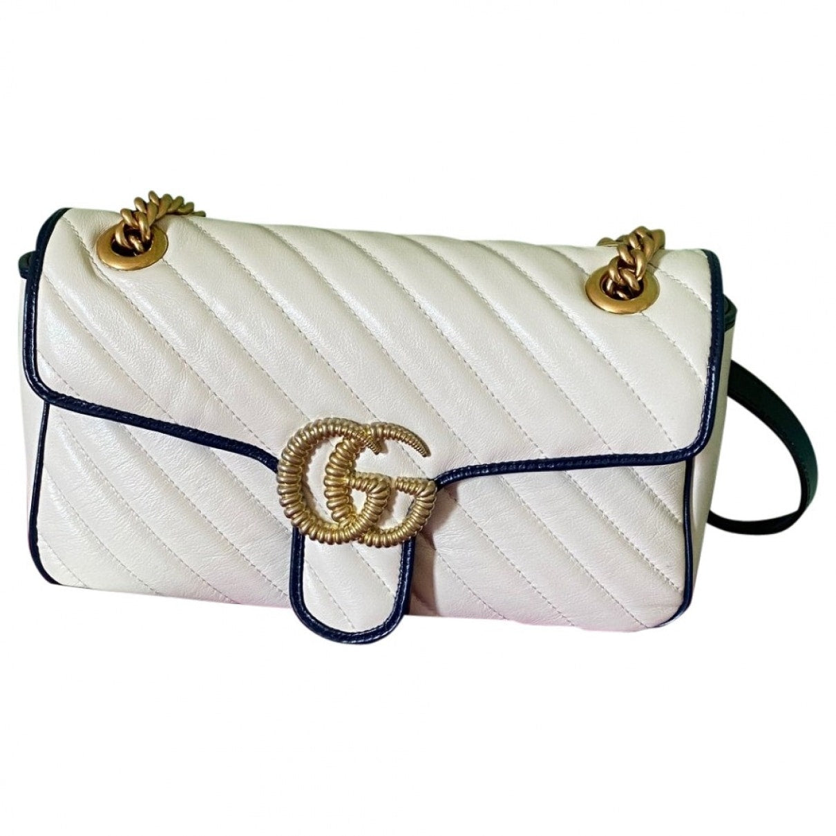 Gucci marmont white leather handbag