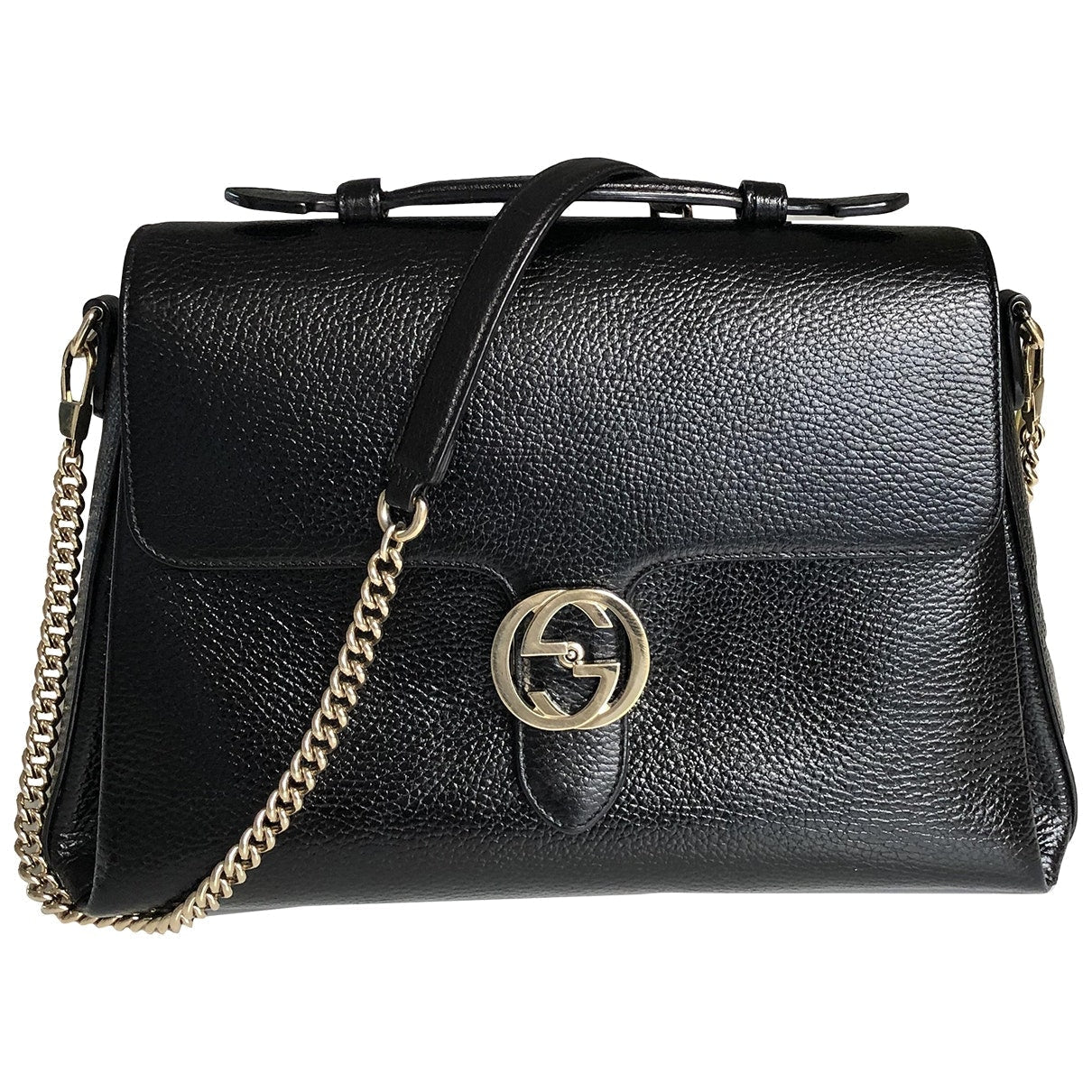 Gucci interlocking black leather handbag