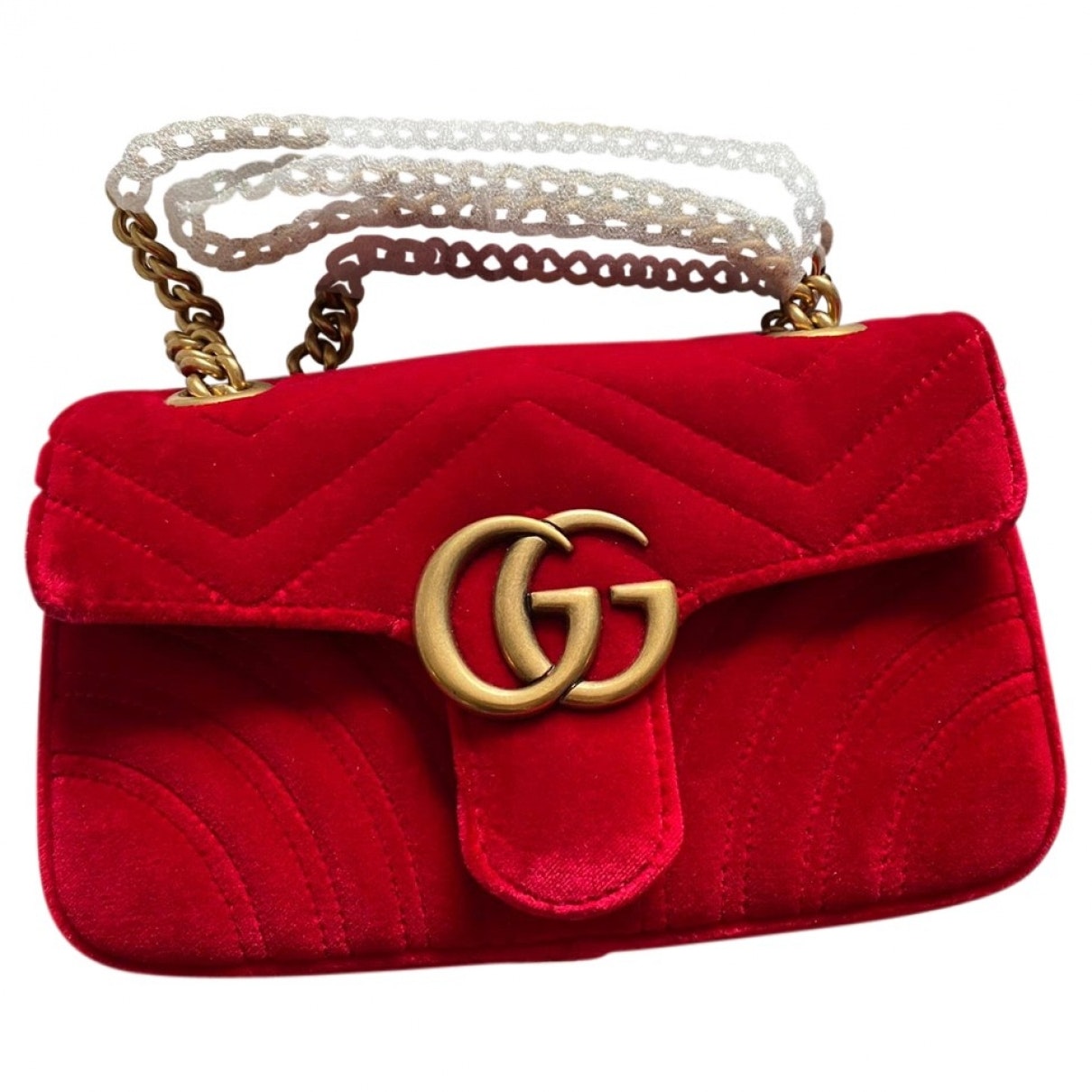 Gucci marmont red velvet handbag