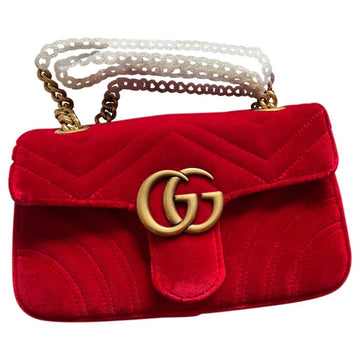 Gucci marmont red velvet handbag
