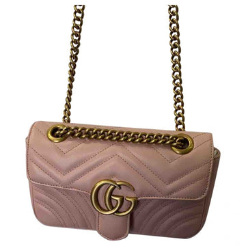 Gucci marmont pink leather handbag