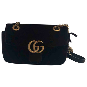 Gucci marmont black velvet handbag