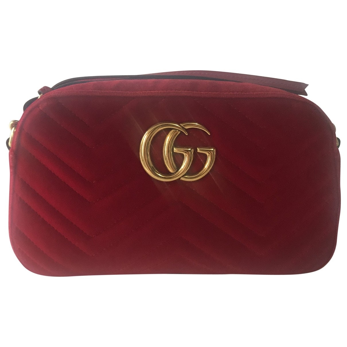 Gucci marmont red velvet handbag