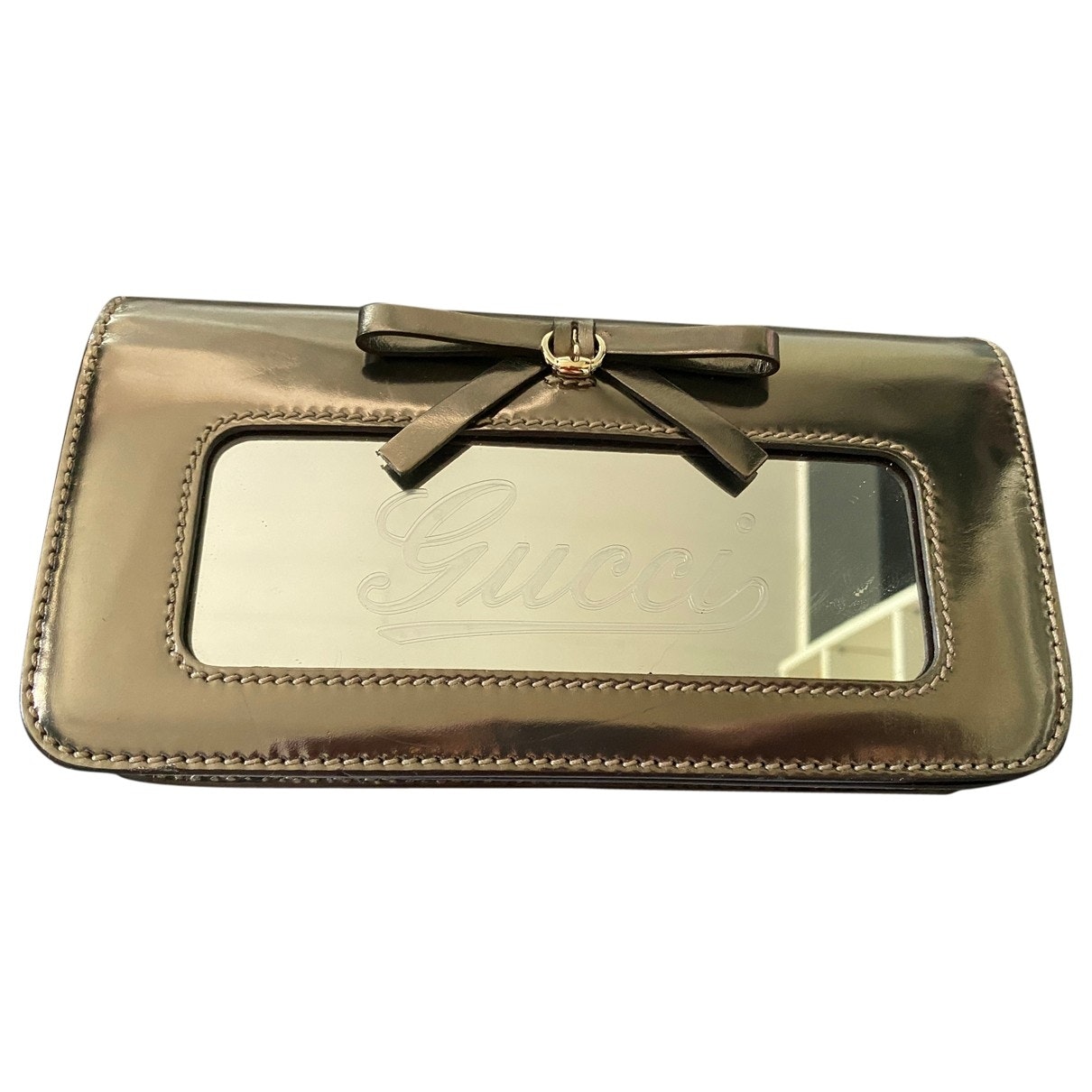 Gucci brown patent leather clutch bag
