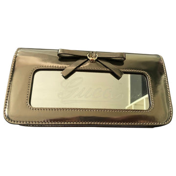 Gucci brown patent leather clutch bag
