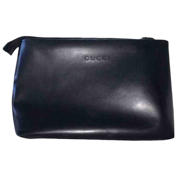 Gucci black leather clutch bag
