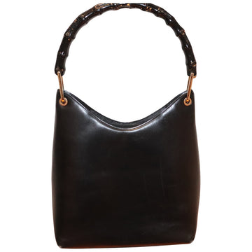 Gucci bamboo black leather handbag