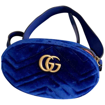 Gucci blue velvet clutch bag