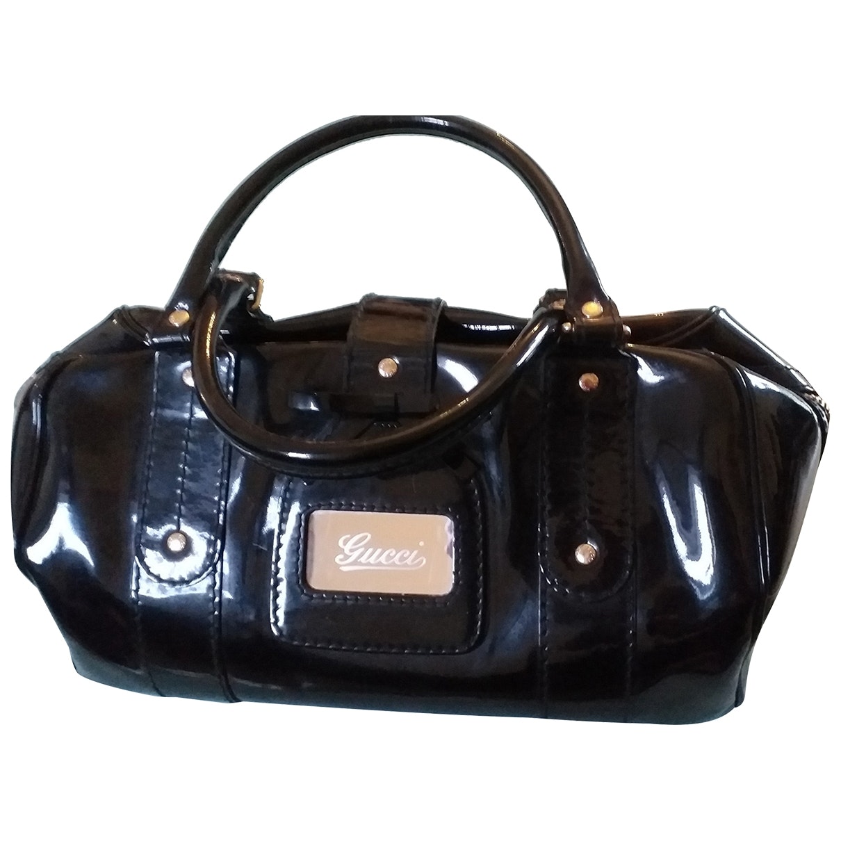 Gucci black patent leather handbag