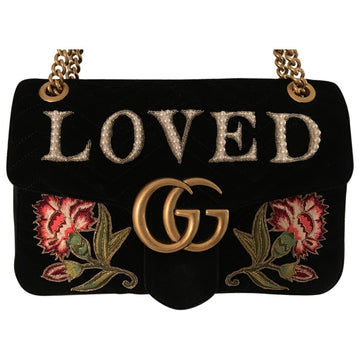 Gucci marmont black velvet handbag