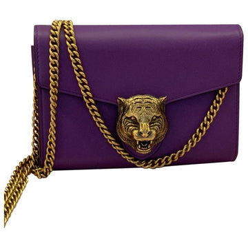 Gucci animalier purple leather clutch bag