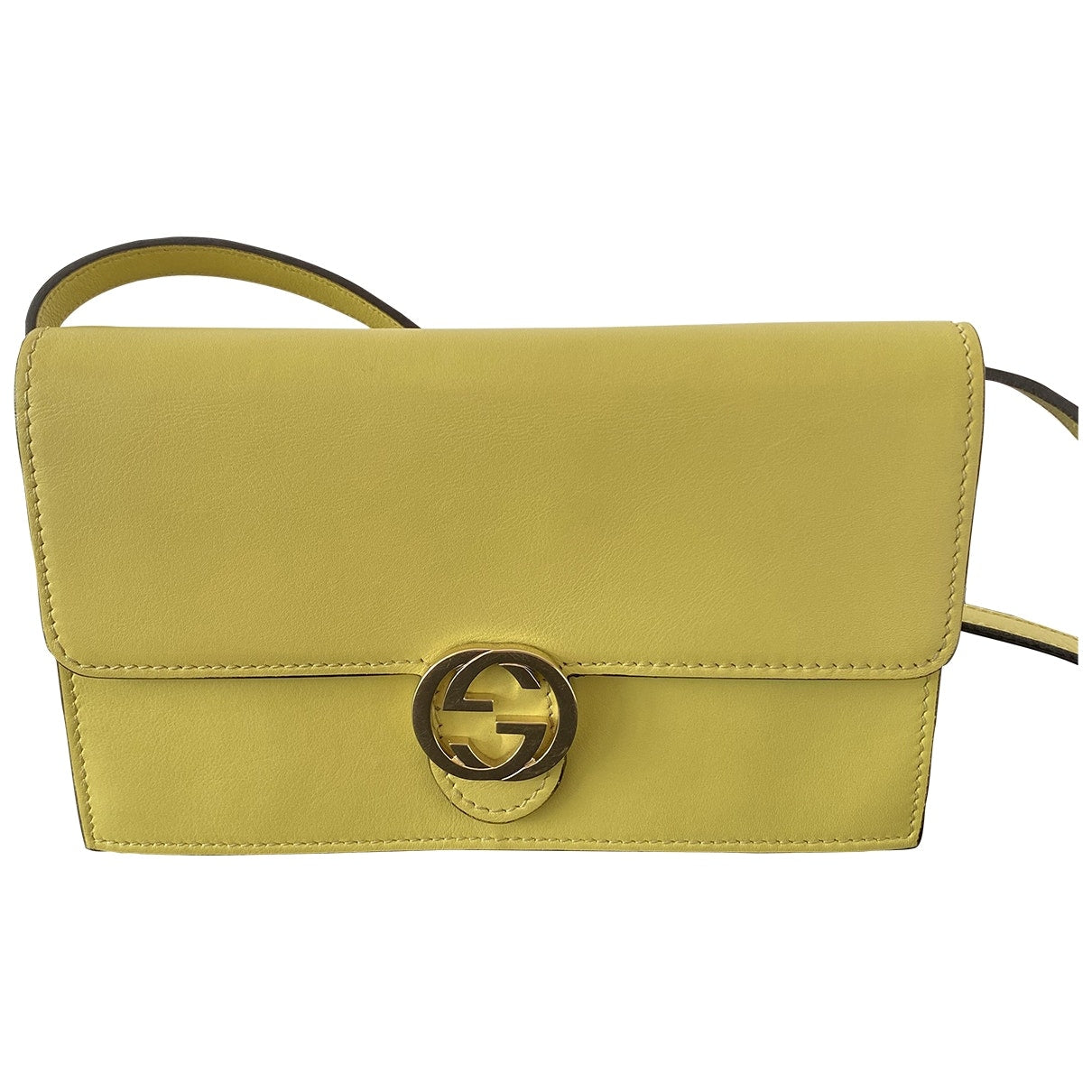 Gucci interlocking yellow leather handbag