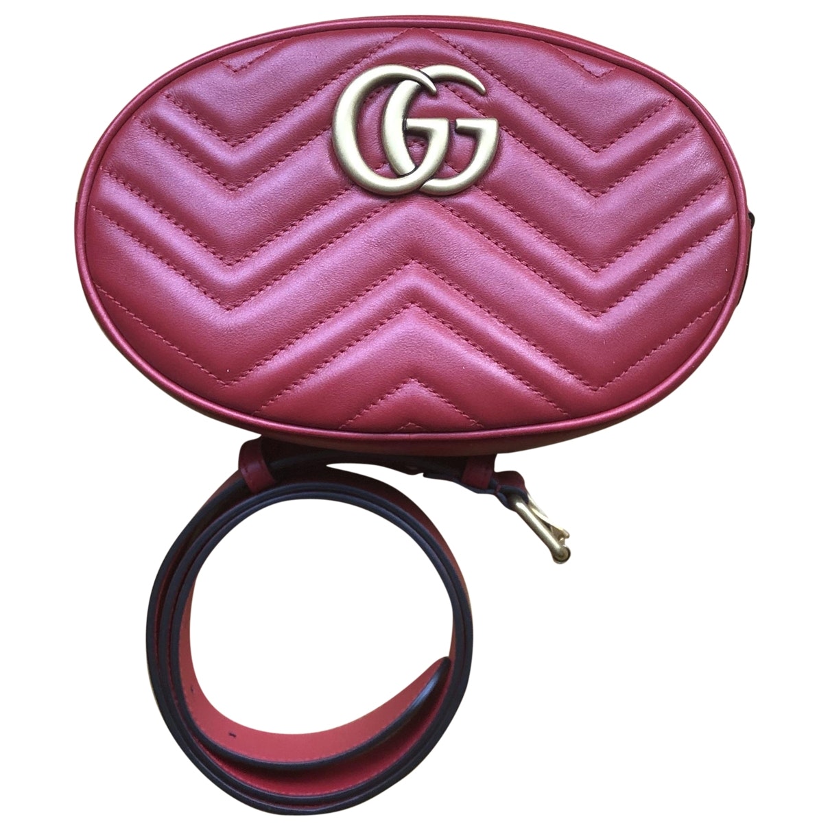 Gucci marmont red leather clutch bag