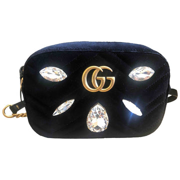 Gucci marmont black velvet handbag