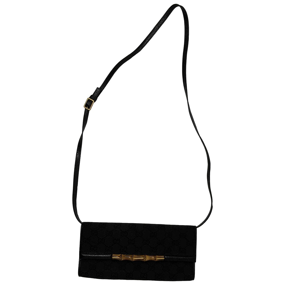 Gucci bamboo black cloth handbag