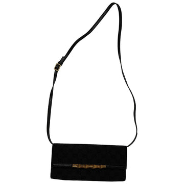 Gucci bamboo black cloth handbag