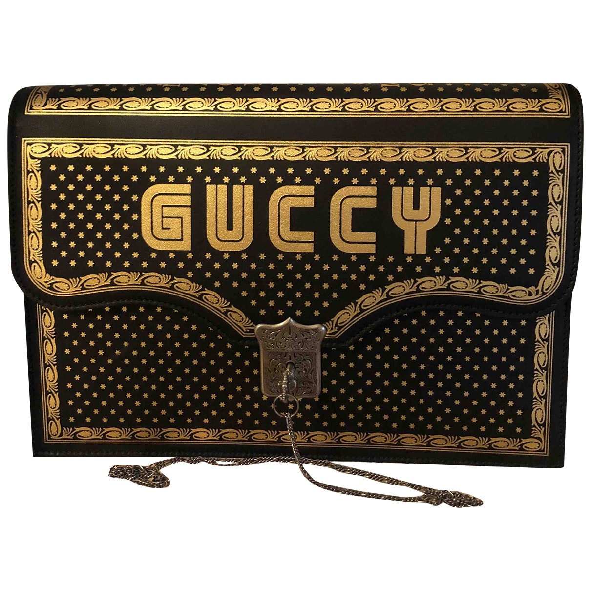 Gucci black leather clutch bag