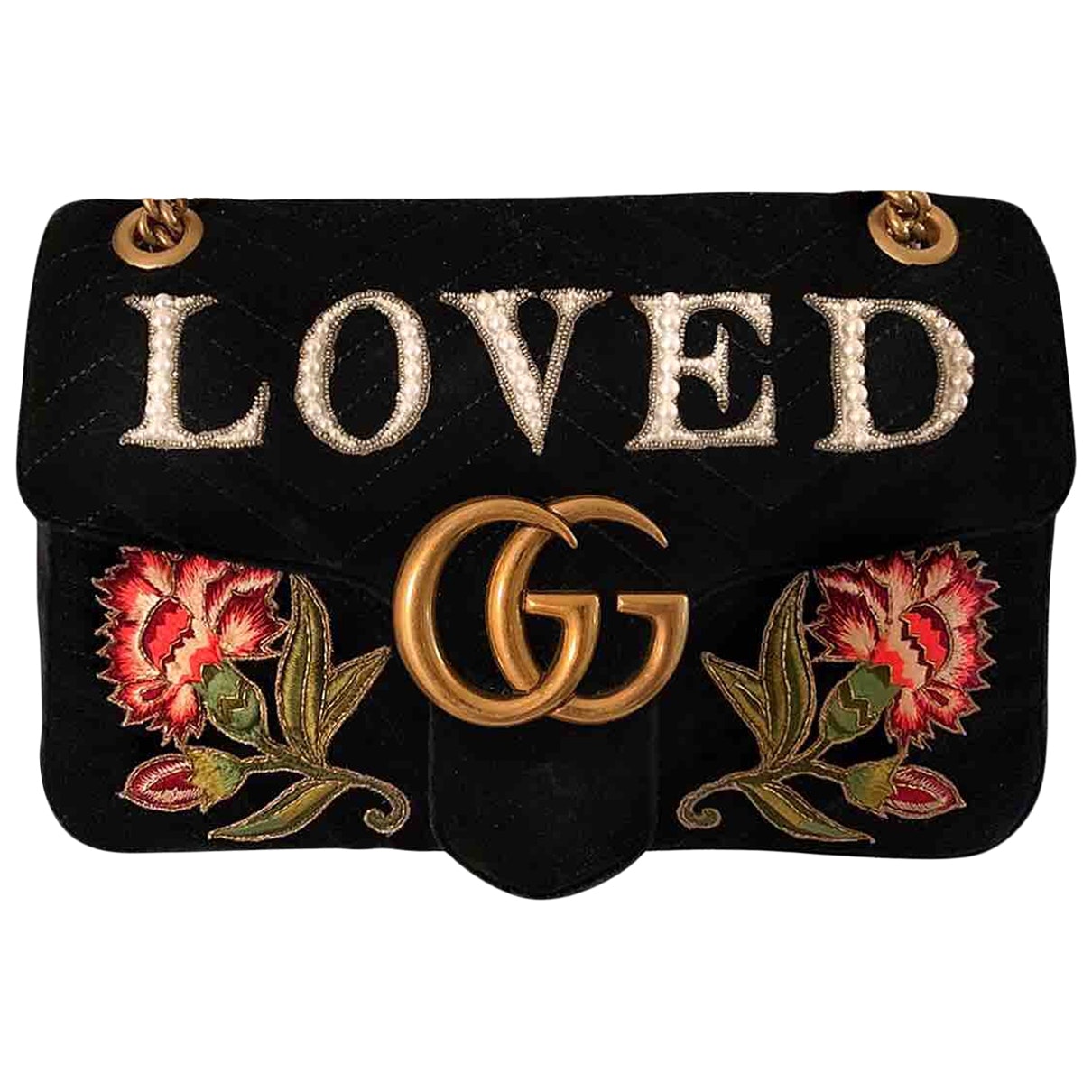 Gucci marmont black velvet handbag