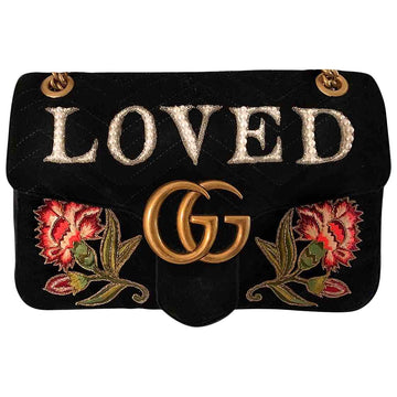 Gucci marmont black velvet handbag