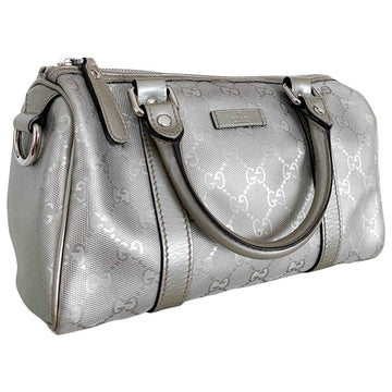 Gucci boston silver leather handbag