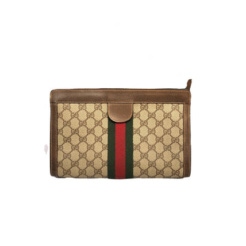 Gucci brown cloth clutch bag