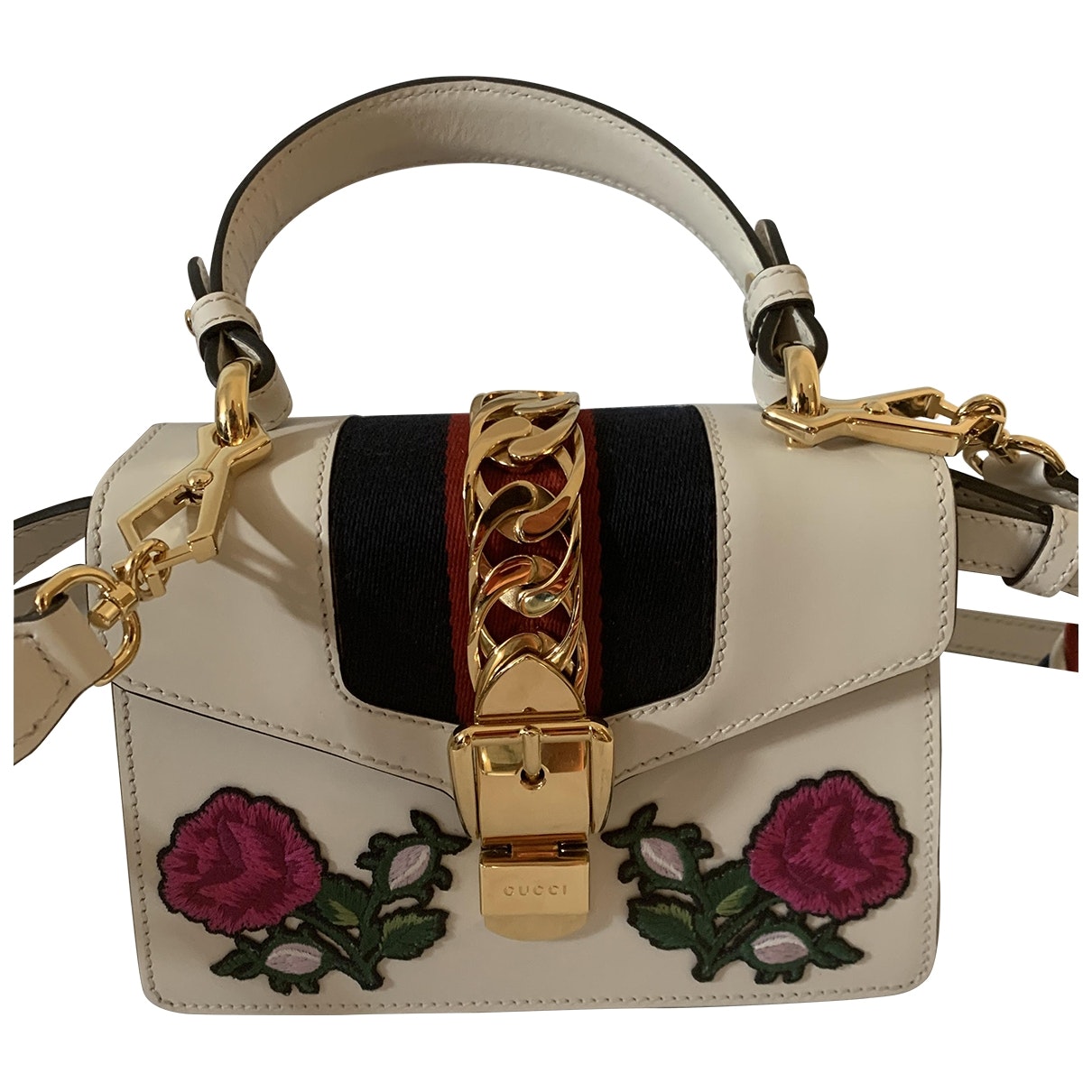 Gucci sylvie white leather handbag