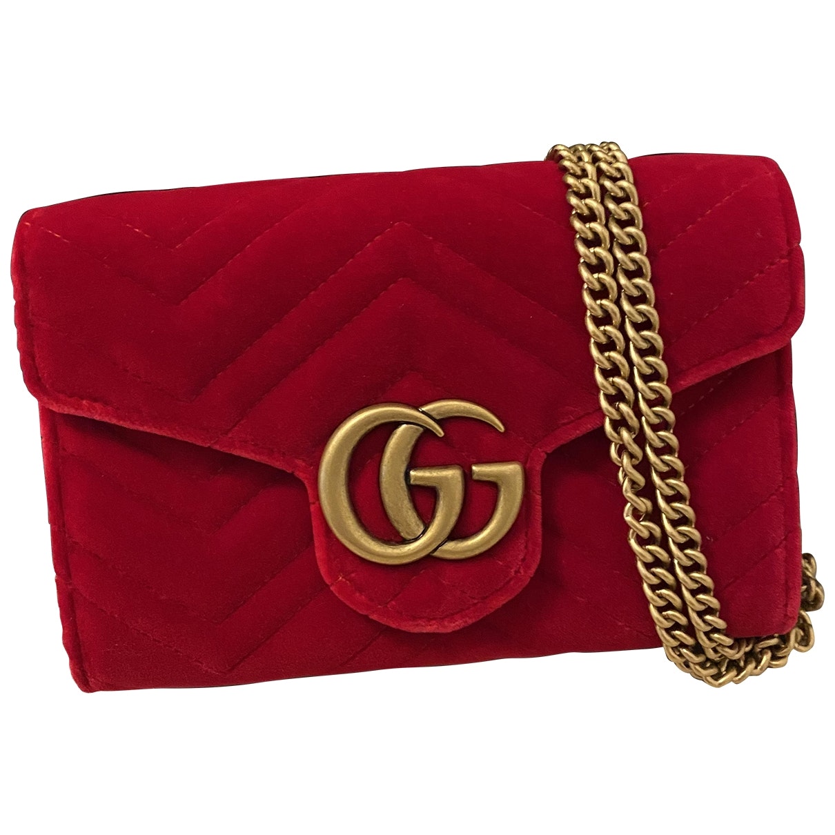 Gucci marmont red velvet clutch bag