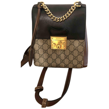 Gucci padlock beige cloth backpacks