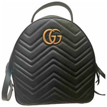 Gucci marmont black leather backpacks