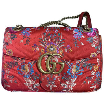 Gucci marmont red silk handbag