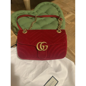 Gucci marmont red velvet handbag