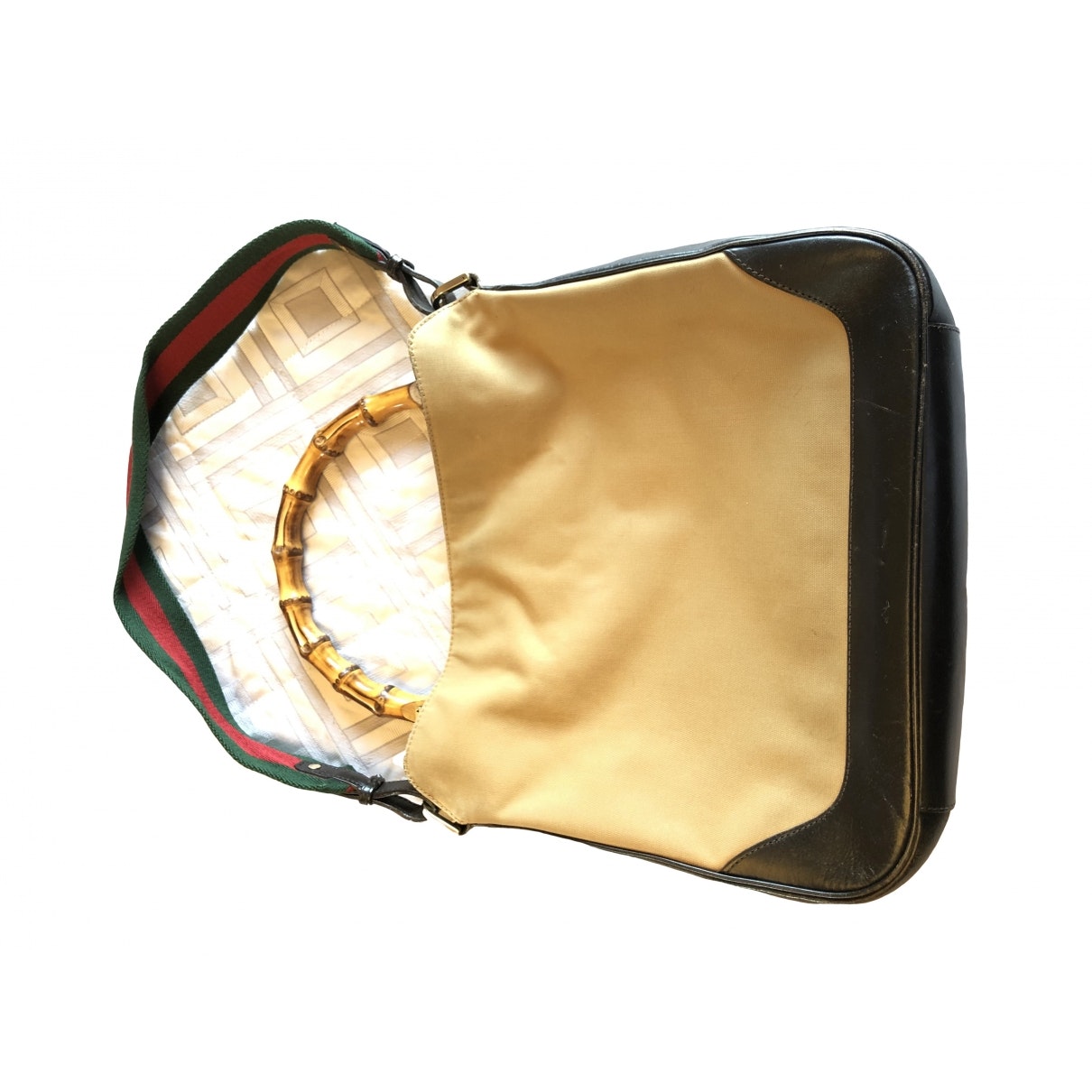 Gucci bamboo beige cloth handbag
