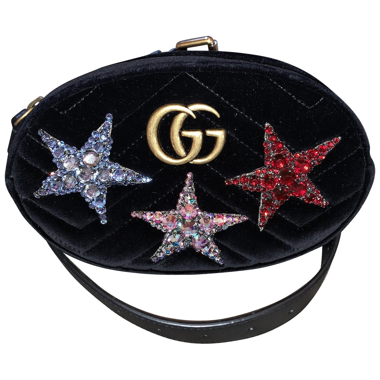 Gucci marmont black velvet clutch bag