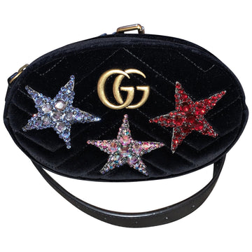 Gucci marmont black velvet clutch bag