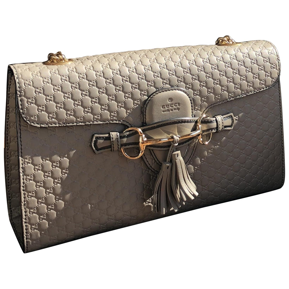 Gucci emily grey leather handbag