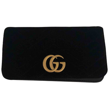 Gucci marmont black velvet clutch bag