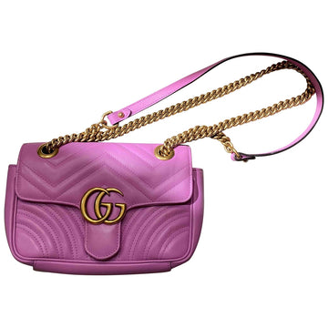 Gucci marmont pink leather handbag