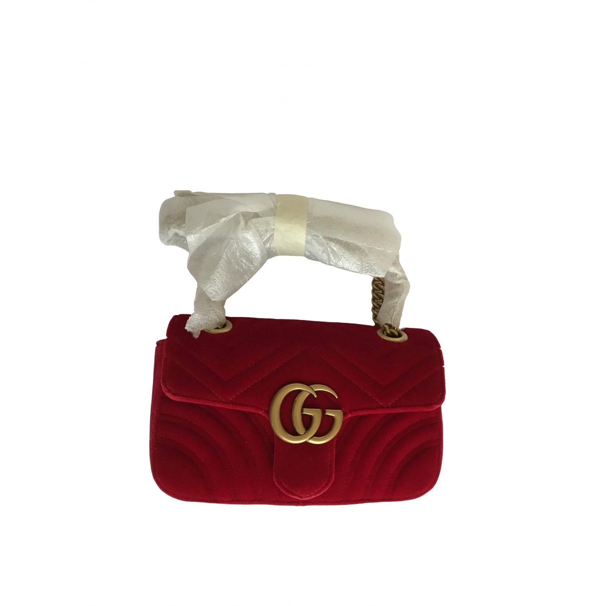 Gucci marmont red velvet handbag
