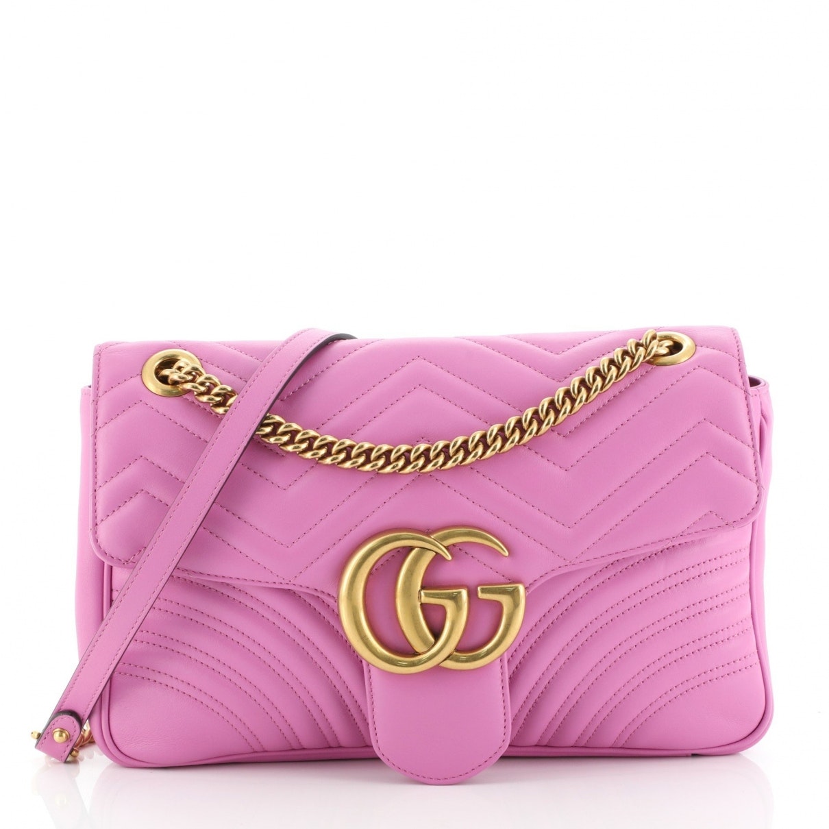Gucci marmont pink leather handbag