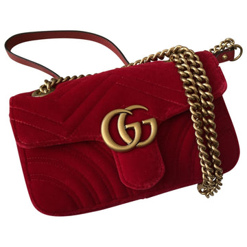 Gucci marmont red velvet handbag