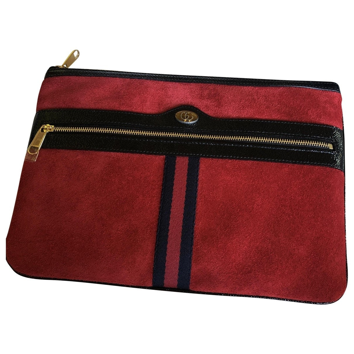 Gucci ophidia red suede clutch bag