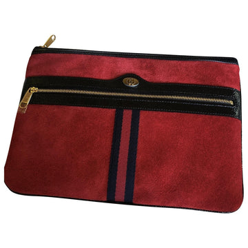 Gucci ophidia red suede clutch bag