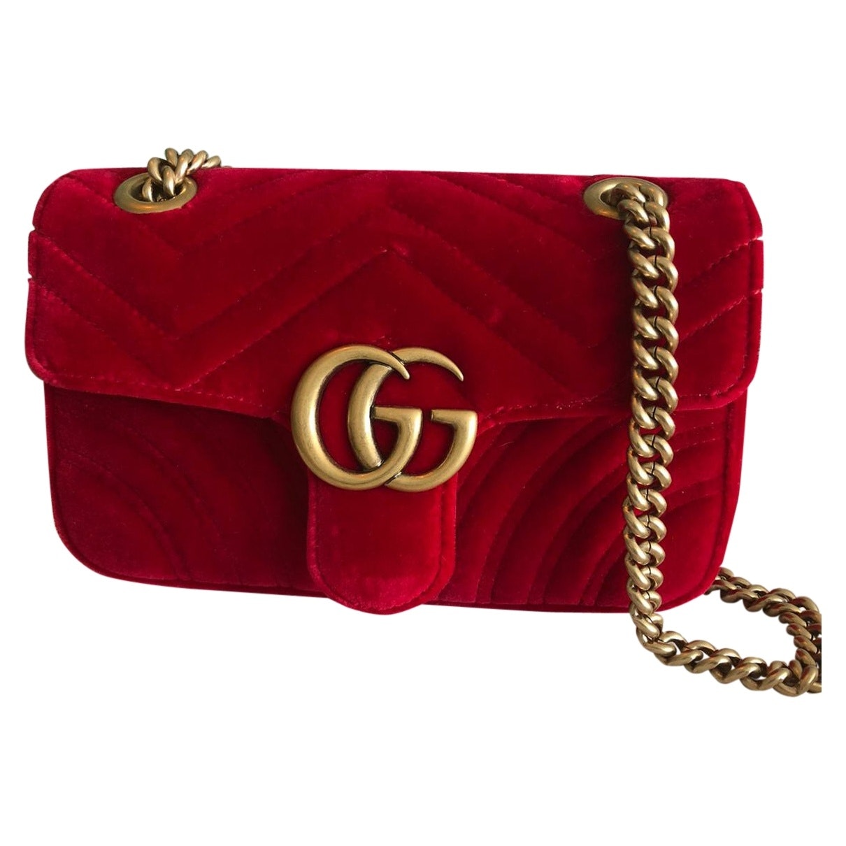 Gucci marmont red velvet handbag