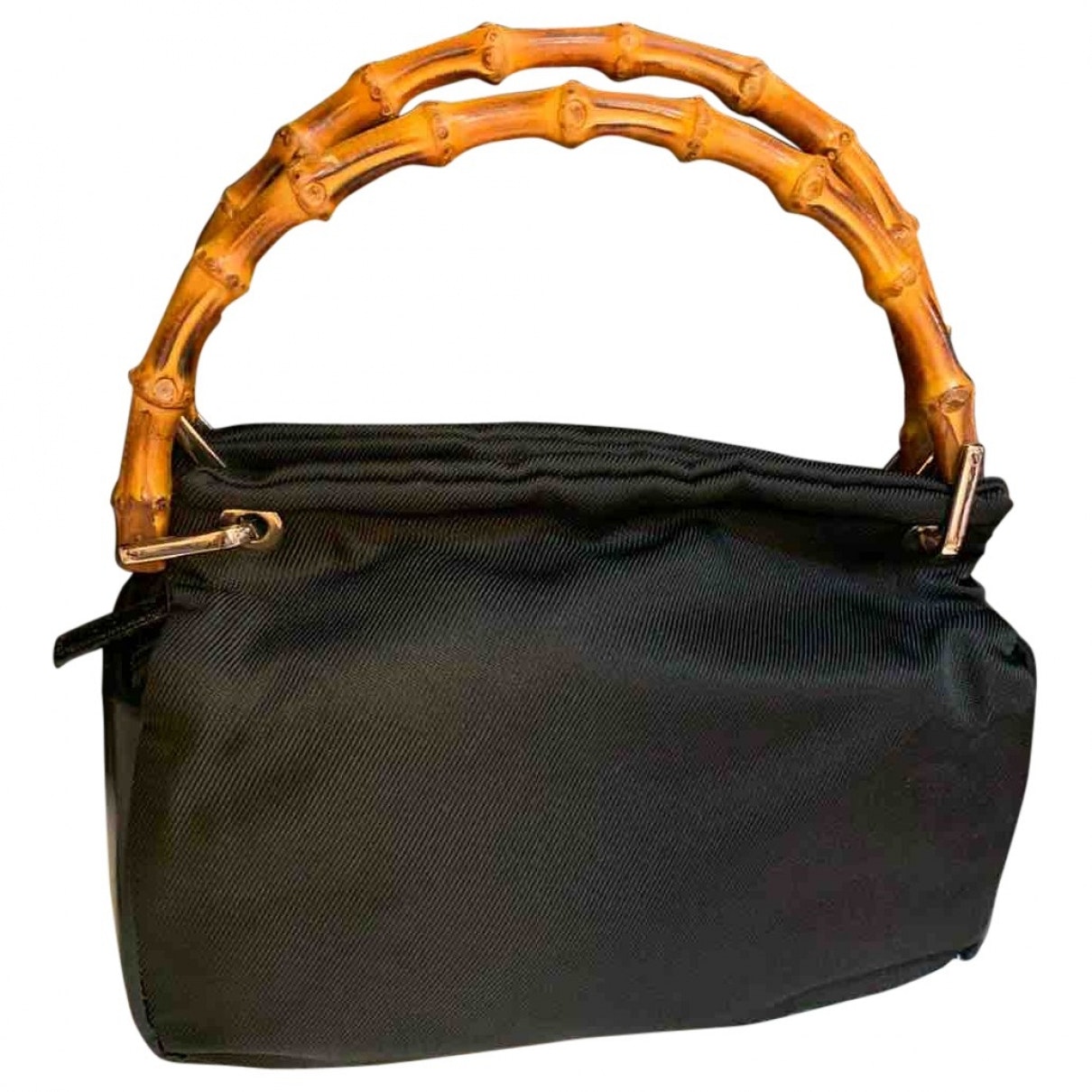 Gucci bamboo black cloth handbag