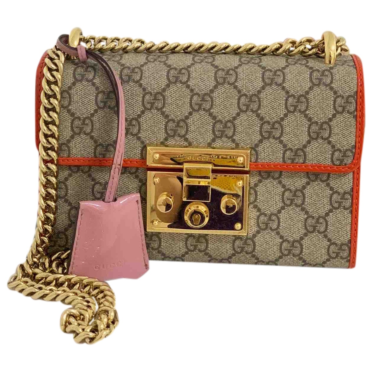Gucci padlock beige cloth handbag