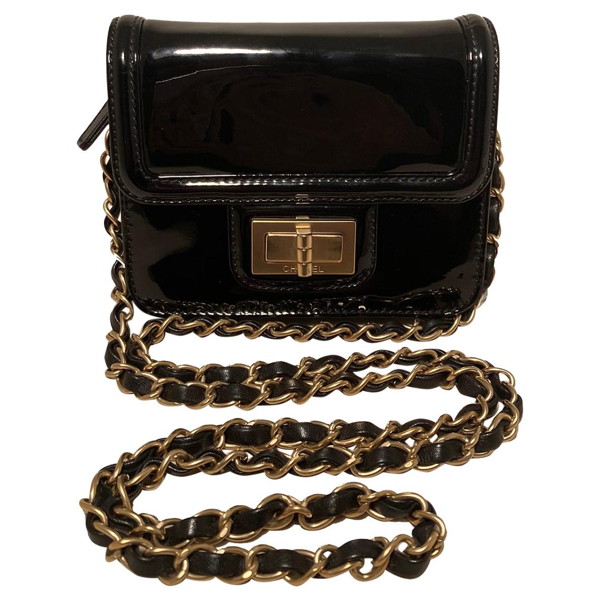 Top Quality Chanel Mini Black Patent Leather Classic Shoulder Bag