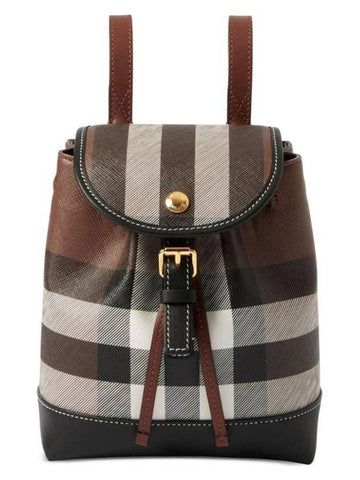 Burberry Check Mini Backpack Dark Brown