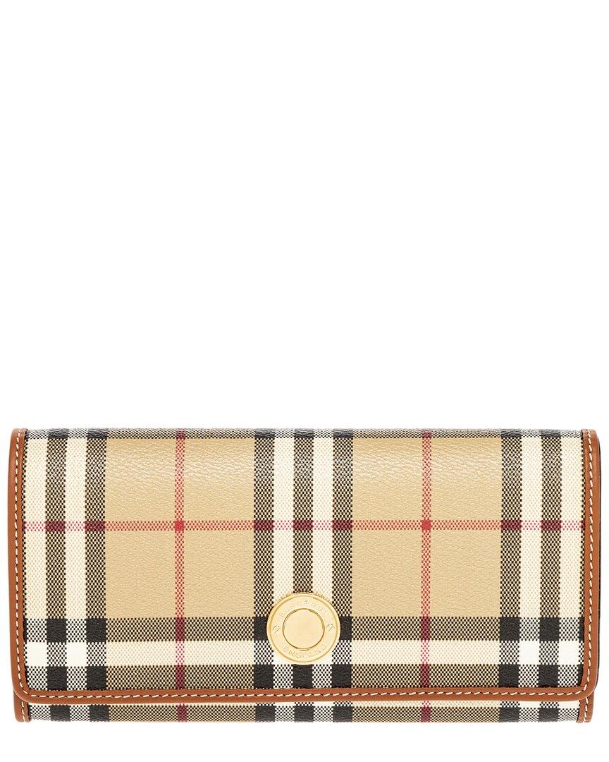 Burberry Long Canvas & Leather Wallet
