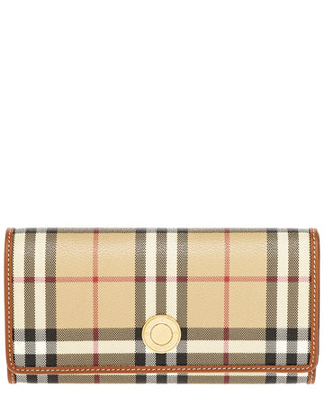 Burberry Long Canvas & Leather Wallet
