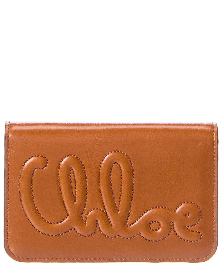 Chloe Logo Leather Card Case
